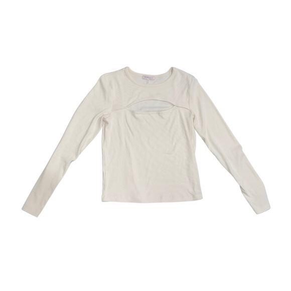 BCBGeneration fitted Long Sleeve Ribbed Cut Out Shirt Top Y2K Size Large - Picture 1 of 4